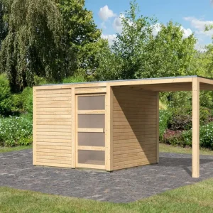 Veilige Betaling Tuinhuis SET Qubic 2 CLASSIC 19 mm natuurlijke afwerking, incl. lessenaarsdak
