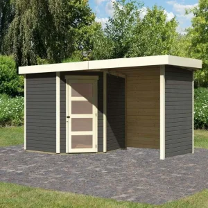Tuinhuisje Schwandorf 5 19 mm terra grijs, incl. 2,4 m lessenaarsdak + zij- en achterwand Nu Kopen