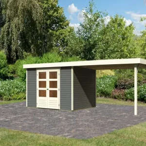Tuinhuis SET Askola 5 19 mm terragrijs, incl. 2,8 m aanbouwdak Bestel Nu
