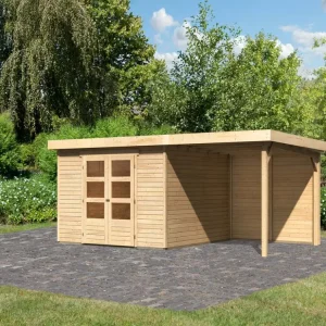 Tuinhuisje SET Askola 6 19 mm naturel, incl. 2,4 m opbouwdak + achterwand Hoge Kwaliteit