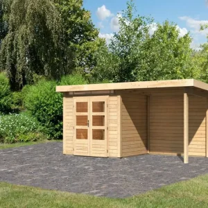 Tuinhuis SET Kandern 2 28 mm natuurlijke afwerking, incl. 2,6 m aangebouwd dak + achterwand Dagaanbieding