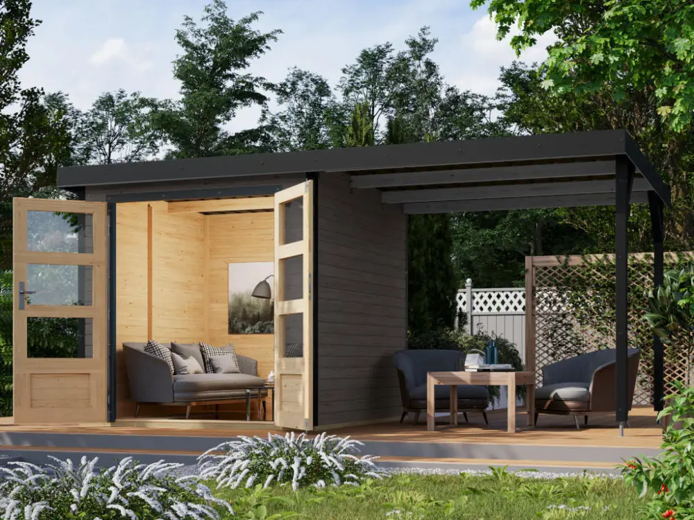 Hybride tuinhuis "Jupiter B" set terragrijs-antraciet Snelle Levering