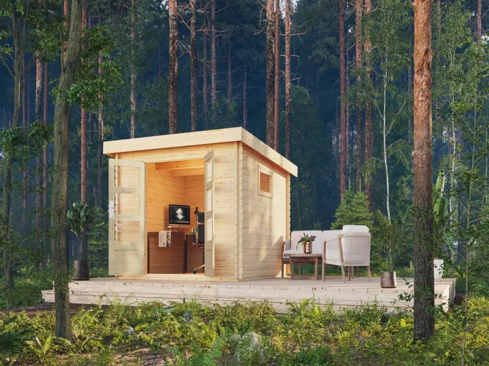 Koopje Tuinhuisje blokhut Trittau 3 38 mm natuurlijke afwerking