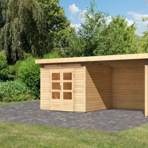 Tuinberging SET Kandern 6 28mm natuurlijke afwerking, incl. 3,2m aangebouwd dak + zij- en achterwand Shop Nu