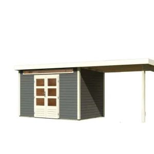 Nieuw Tuinhuis SET Kandern 7 28 mm terragrijs, incl. 3,2 m aanbouwdak