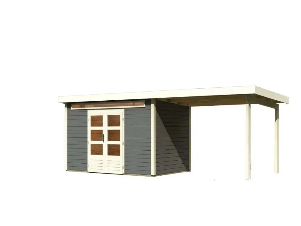 Nieuw Tuinhuis SET Kandern 7 28 mm terragrijs, incl. 3,2 m aanbouwdak
