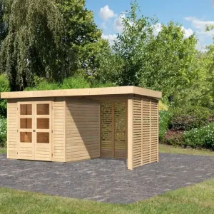 Tuinhuisje SET Northeim 4 40 mm naturel, incl. 3,3 m lessenaarsdak Aanbieding