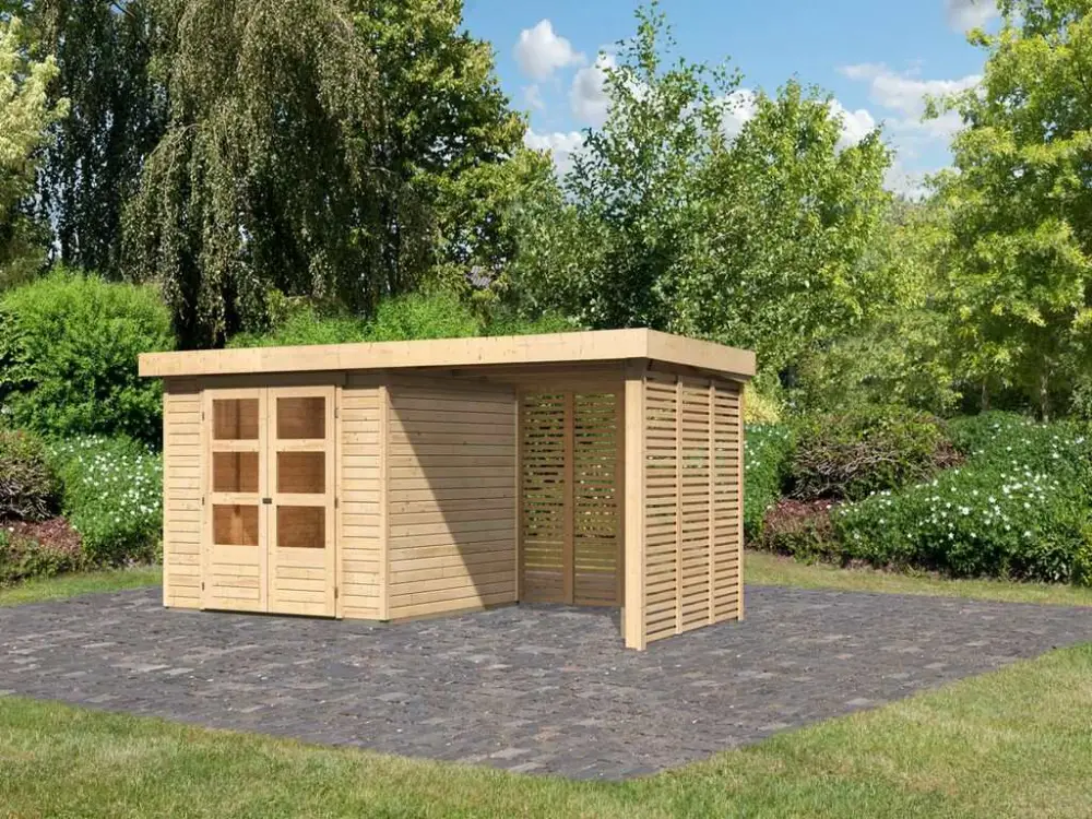 Tuinhuisje SET Northeim 4 40 mm naturel, incl. 3,3 m lessenaarsdak Aanbieding