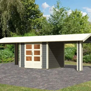 Shop Nu Tuinhuisje SET Theres 3 28 mm terra grijs incl. twee 2,6 m dakopbouwelementen