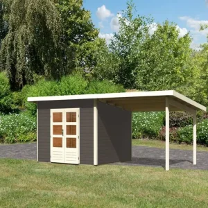 Tuinhuisje SET Northeim 3 40 mm terra grijs, incl. 3,3 m lessenaarsdak Actieprijs