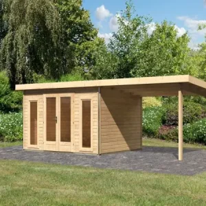 Tuinhuisje SET Radeburg 2 40 mm natuurlijke afwerking incl. 3,3 m lessenaarsdak Koop Vandaag