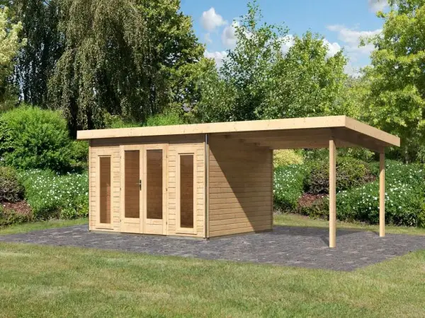 Tuinhuisje SET Radeburg 2 40 mm natuurlijke afwerking incl. 3,3 m lessenaarsdak Koop Vandaag
