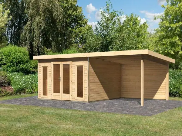 Op = Op Tuinberging SET Radeburg 3 40 mm natuurlijke afwerking incl. 3,3 m lessenaarsdak + achterwand