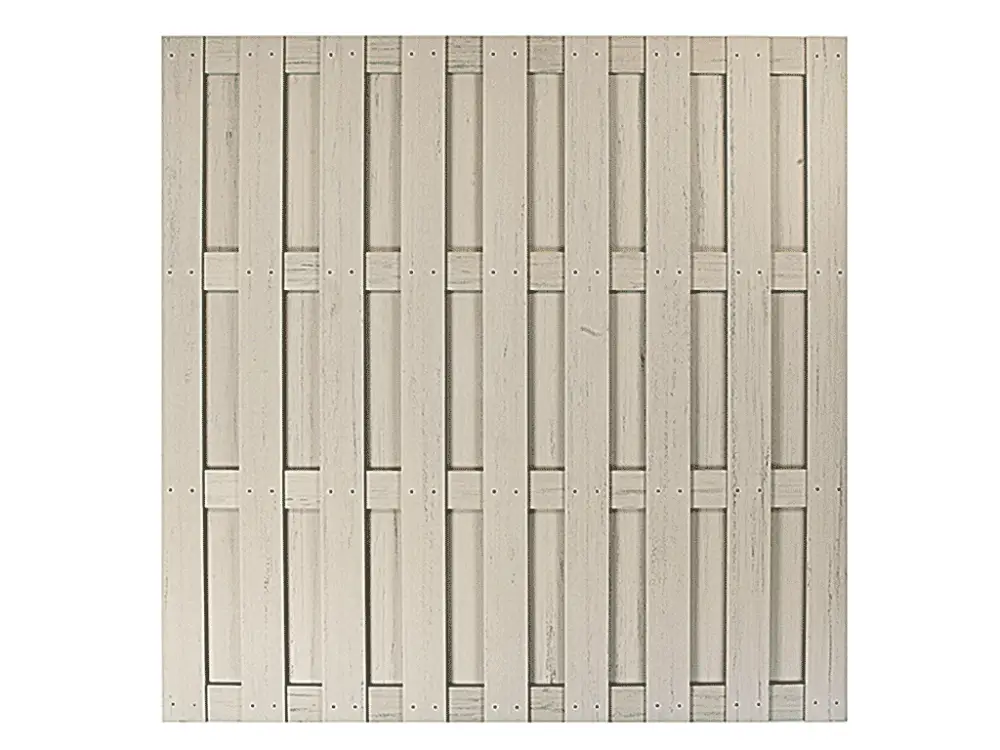 WPC Schutting Privacybeschermende schutting Lamellenschutting Complete set Zand-Beige Rechtstreeks Van De Fabrikant