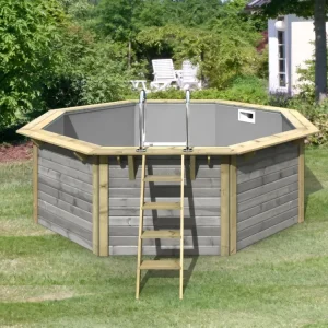 Voordeelset houten opzetzwembad Modell X2 van geïmpregneerd hout 38 mm in watergrijs incl. accessoir Meest Verkocht