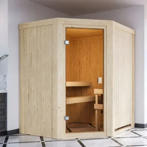 Laatste Versie Elementensauna 68 mm Celine 0 SPARSET incl. 4,5 kW bio combikachel en extra bedieningsunit