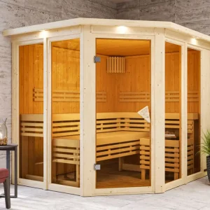 Sauna systeemsauna Premiumsauna Nuri spaarset incl. 9 kW saunakachel met geïntegreerde bedieningsuni Veilige Betaling