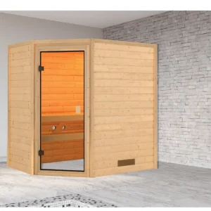 Hete Deal Sauna massief houten sauna Katie spaarset incl. 3,6 kW saunakachel P&P en bedieningsunit Fins