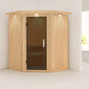 Hete Deal Systeemsauna Larin met dakkraag, grafiet glazen deur