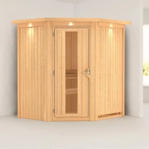 Hete Deal Systeemsauna Taurin met dakkraag, houten deur met geïsoleerd glas