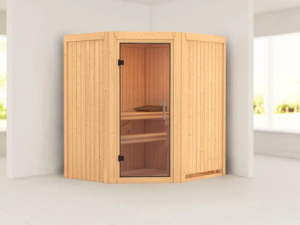 Systeemsauna Tonja transparent glazen deur Seizoensaanbieding