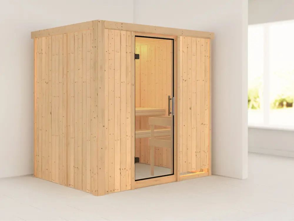 Beperkte Voorraad Systeemsauna Bodin transparent glazen deur