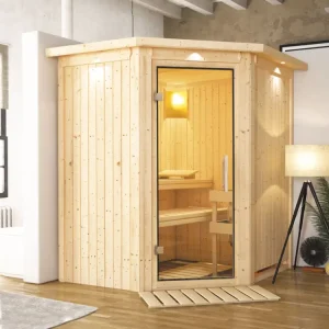Systeemsauna Taurin met dakkraag, transparent glazen deur Lage Kosten