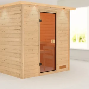 Sauna Adelina met gebronsde glazen deur en dakkraag Beste Prijs