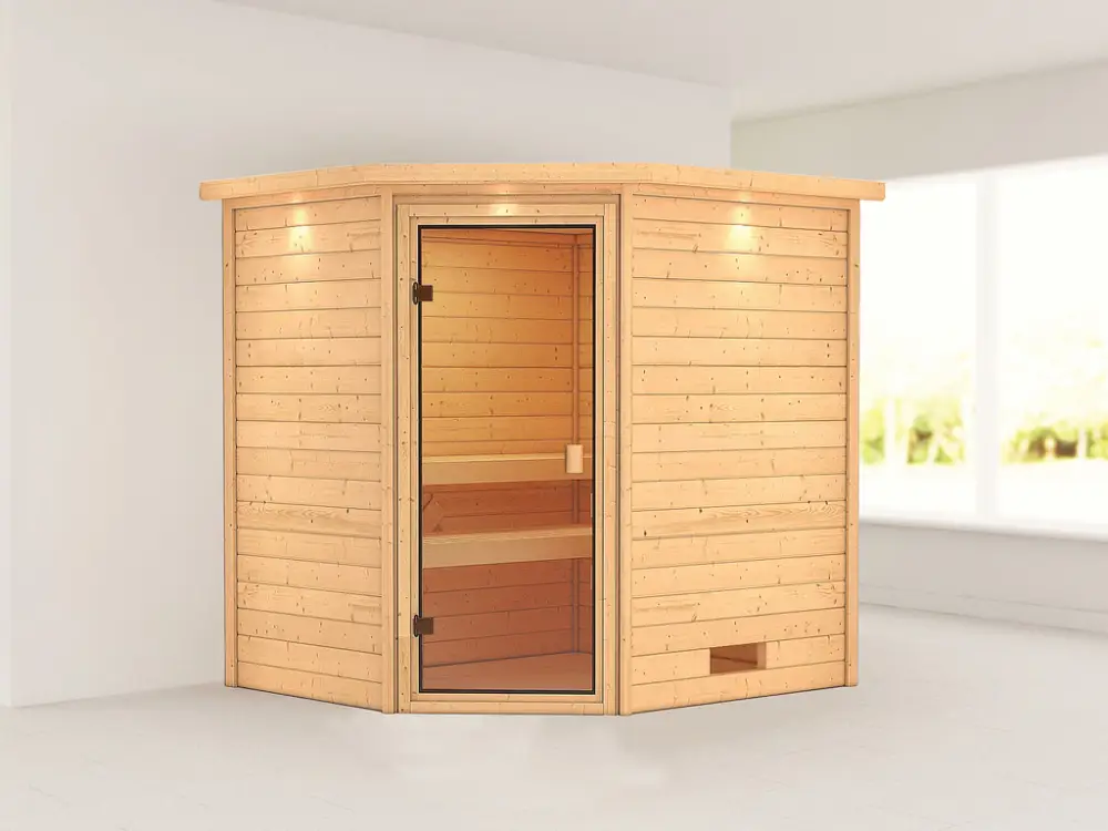 Sauna Elea met gebronsde glazen deur en dakkraag Dagaanbieding