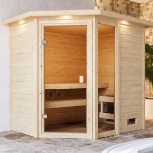 Sauna Jada met gebronsde glazen deur en dakkraag Populair