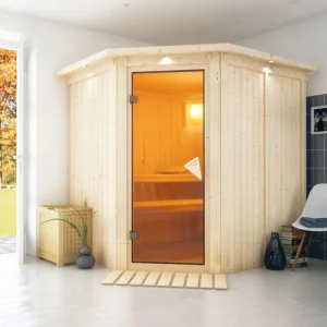 Systeemsauna Siirin met dakkraag, kompleet transparente gebronsde glazen deur Beperkte Voorraad