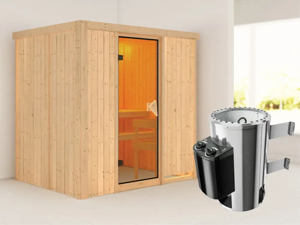 Systeemsauna Fanja incl. Plug & Play saunakachel besturing Finale Uitverkoop