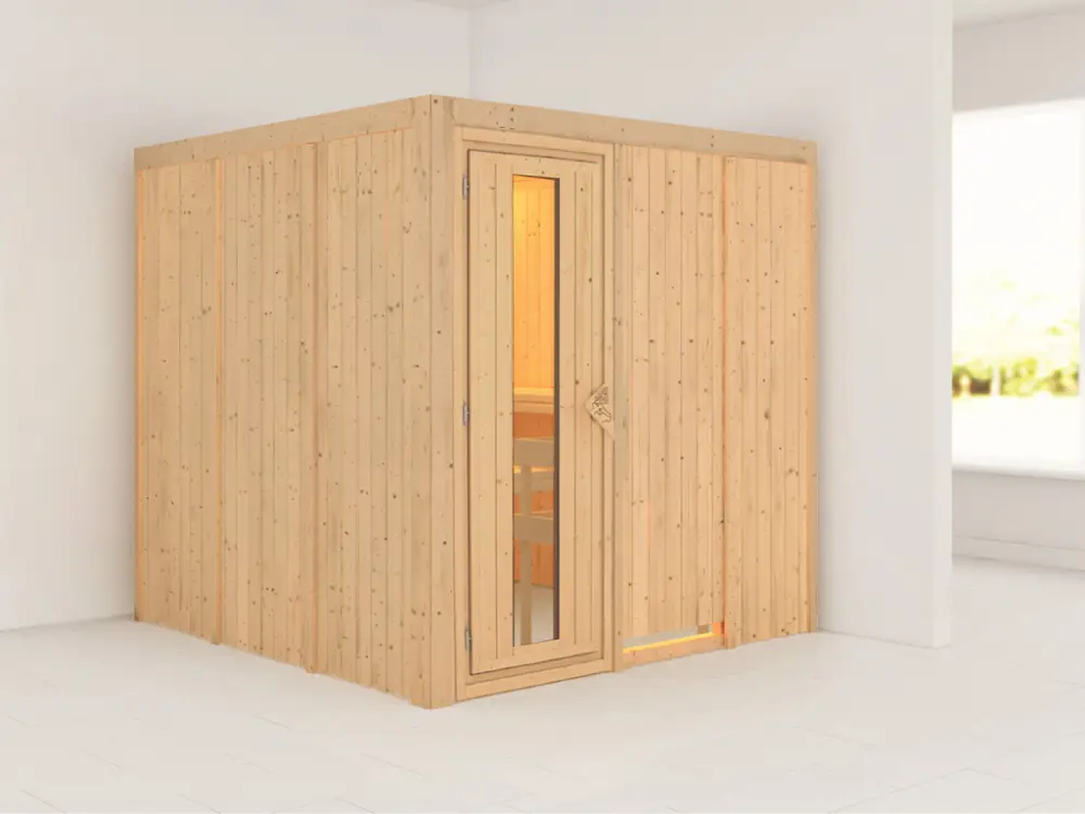 Systeemsauna Rodin houten deur met geïsoleerd glas Actieprijs