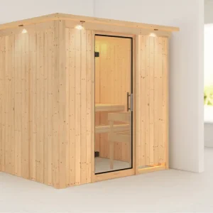 Laatste Versie Systeemsauna Fanja met dakkraag, transparent glazen deur