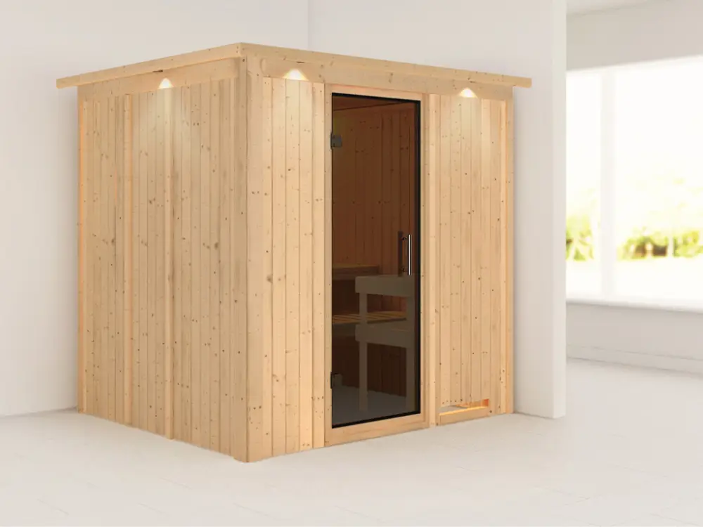 Goedkoop Systeemsauna Daria met dakkraag, grafiet glazen deur