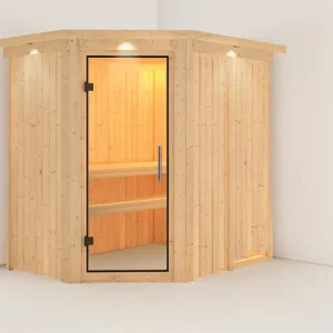 Systeemsauna Saja met dakkraag, transparent glazen deur Koop Vandaag