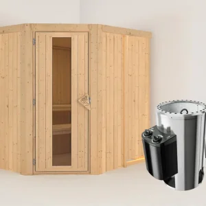 Actieprijs Systeemsauna Saja energiebesparende deur + Plug & Play saunakachel met besturing