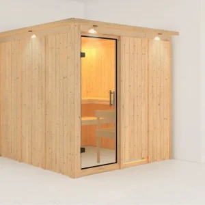 Speciale Aanbieding Systeemsauna Rodin met dakkraag, transparent glazen deur