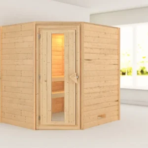 Massieve sauna Mia houten deur met geïsoleerd glas Nieuw