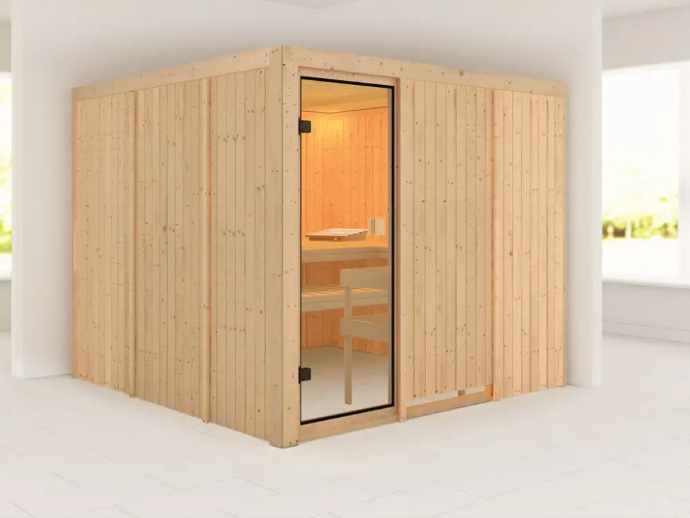 Bestel Nu Sauna Arvika met gebronsde glazen deur