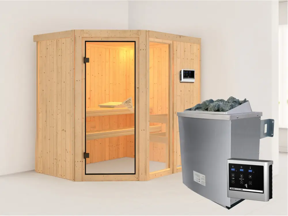 Populair Systeemsauna Fiona 1 incl. 9 kW saunakachel ext. besturing