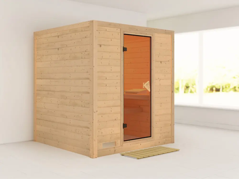 Massieve sauna Mojave kompleet transparente gebronsde glazen deur Laatste Versie
