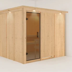 Bestseller Systeemsauna Gobin met dakkraag, grafiet glazen deur