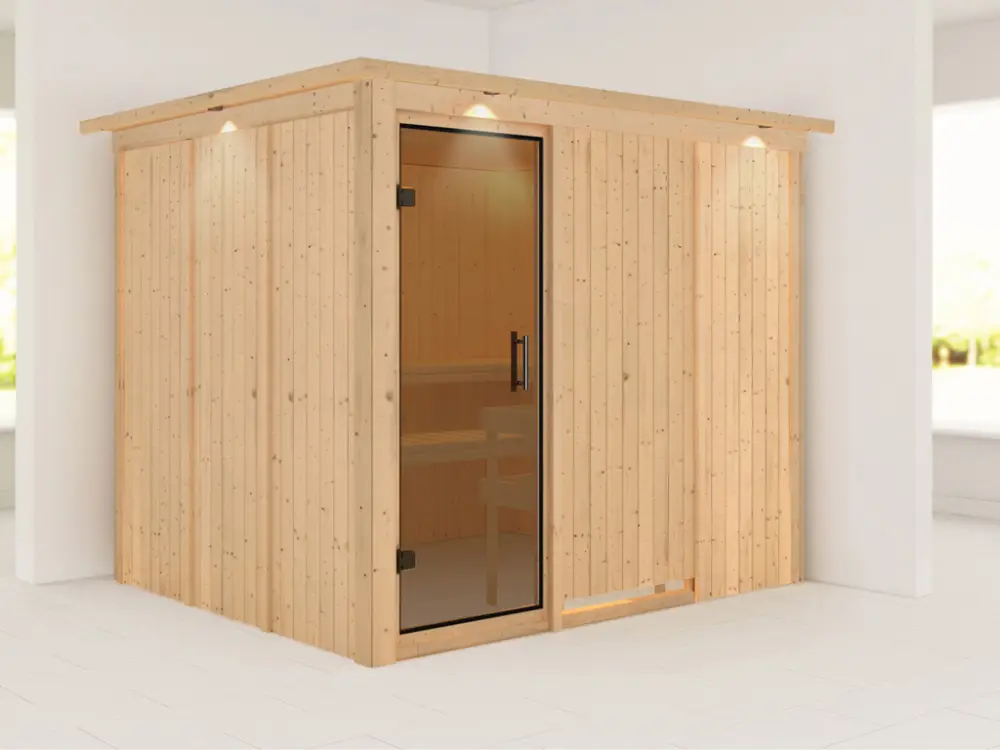 Bestseller Systeemsauna Gobin met dakkraag, grafiet glazen deur