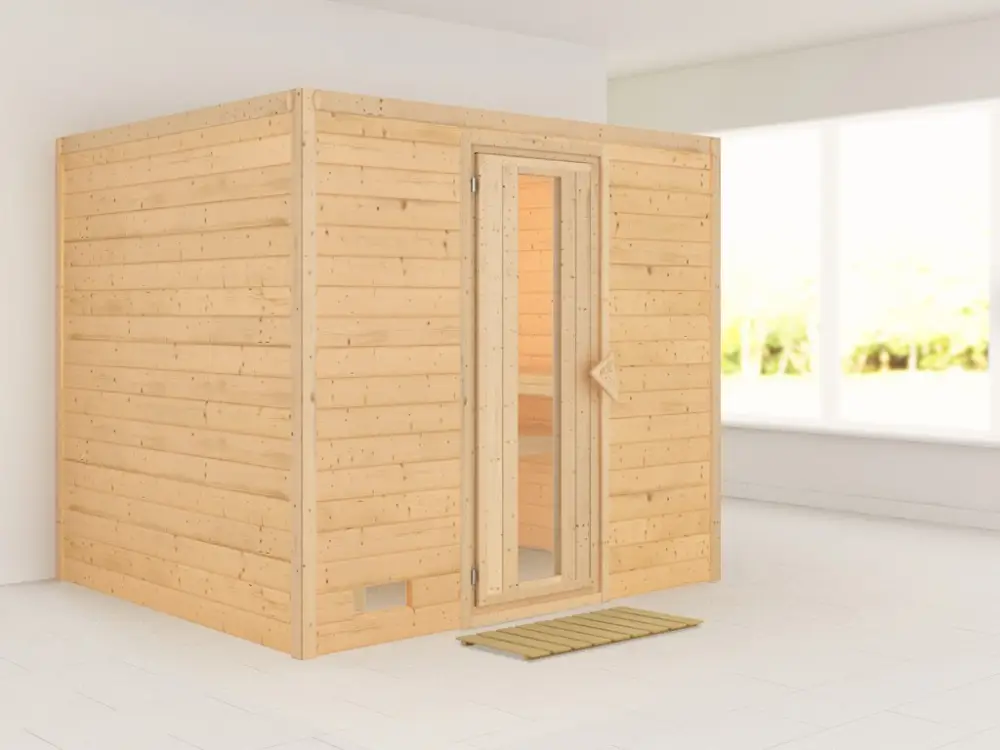 Koopje Massieve sauna Sonara houten deur met geïsoleerd glas