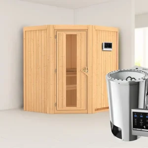 Laatste Versie Systeemsauna Tonja energiebesparende deur + Plug & Play Bio-kachel met ext. besturing