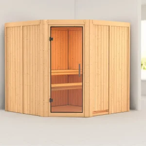 Favoriet Systeemsauna Jarin transparent glazen deur