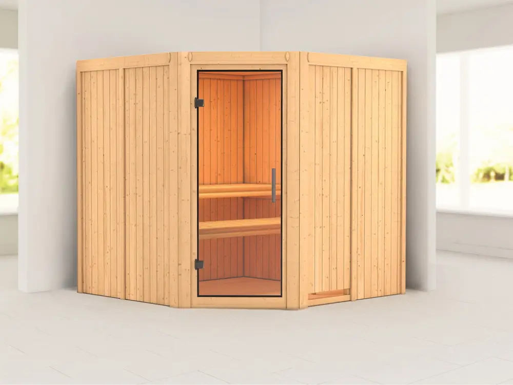 Favoriet Systeemsauna Jarin transparent glazen deur