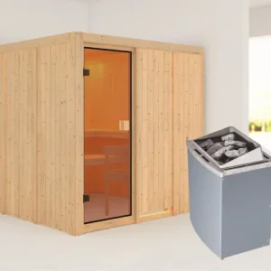 Sauna OULU - Celine 4 met gebronsde glazen deur + 9 kW saunakachel int. besturing Meest Verkocht