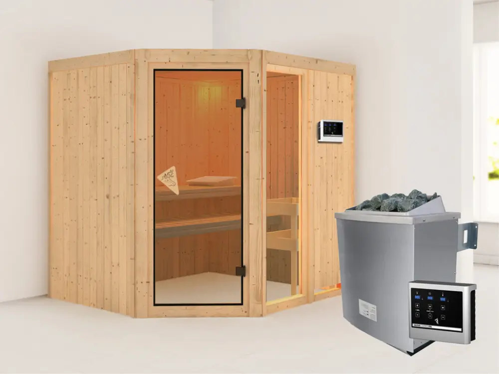 Korting Systeemsauna Fiona 2 incl. 9 kW saunakachel ext. besturing